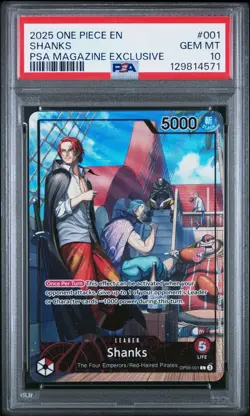2025 ONE PIECE OP09 001 SHANKS PSA MAGAZINE EXCLUSIVE LEADER PROMO PSA 10 - Image 1