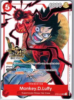 Monkey.D.Luffy - (3rd Anniversary Tournament 3 Brothers) ST01-012 - One Piece NM - Image 1