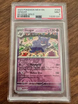 2023 POKEMON MEW EN-151 REVERSE HOLO #094 GENGAR PSA 9 - Image 1