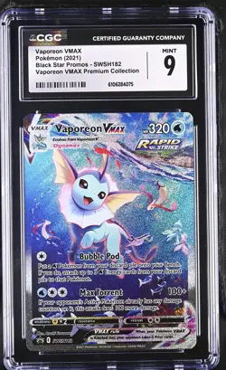 Vaporeon Vmax SWSH182 Premium Collection Black Star Promos Pokemon CGC 9 Mint - Image 1
