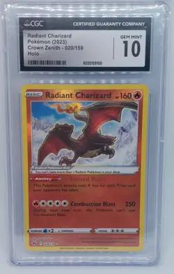 CGC 10 Radiant Charizard 020/159 Crown Zenith Shiny Radiant Rare Pokemon TCG - Image 1