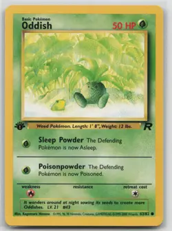 1st Edition Vintage Pokemon Card Oddish Common Team Rocket 63/82 VLP - Image 1