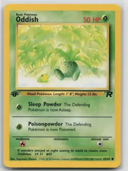 1st Edition Vintage Pokemon Card Oddish Common Team Rocket 63/82 VLP - Image 1