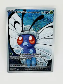 Pokemon Butterfree With Grey Felt Hat Van Gogh DIY Doujin Art Card - Image 1