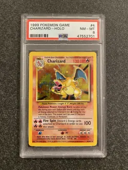 🔥 Charizard Base Set 1999 PSA 8 Near Mint NM 4/102 Pokemon Card - small crack - Image 3