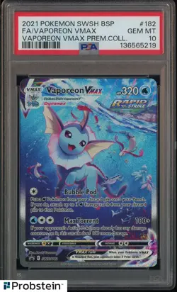 2021 Pokemon SWSH BSP Vaporeon VMax Premium #182 FA Vaporeon VMax PSA 10 - Image 1