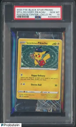 2020 Pokemon BSP Pokemon Center Special Delivery Pikachu Cello Pack PSA 10 - Image 1