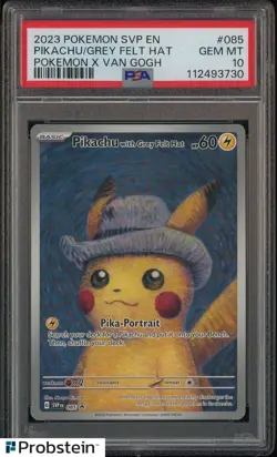 Pokemon Pikachu with Grey Felt Hat Van Gogh 085 Promo PSA 10 Graded GEM MINT - Image 1