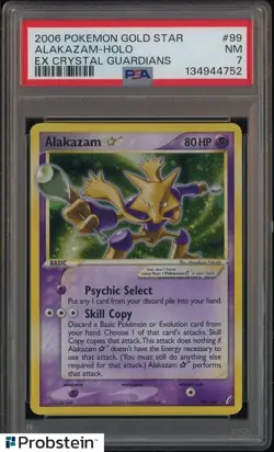2006 POKEMON EX CRYSTAL GUARDIANS GOLD STAR #99 ALAKAZAM-HOLO PSA 7 - Image 1