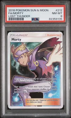 Pokemon - Morty 212/214 Full Art Trainer - Lost Thunder 2018 - PSA 8 NM-MT - Image 1