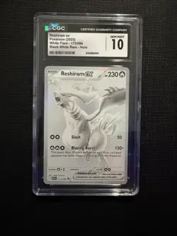 POKEMON EN WHITE FLARE 173/086 BLACK WHITE RARE RESHIRAM EX CGC 10 - Image 1