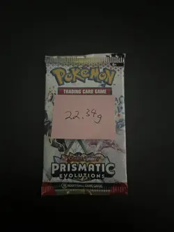 22.34g VERY HEAVY Prismatic Evolutions Pokemon Sealed Booster Pack New - Image 3