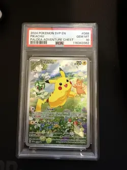 2024 Pokemon SVP En Pikachu Paldea Adventure Chest Black Star Promo #088 PSA 10 - Image 1