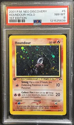 Houndour Holo 1st Edition #5 PSA 8 2001 Pokemon Neo Discovery - Image 1