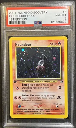 Houndour Holo 1st Edition #5 PSA 8 2001 Pokemon Neo Discovery - Image 2