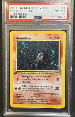 Houndour Holo 1st Edition #5 PSA 8 2001 Pokemon Neo Discovery - Image 3