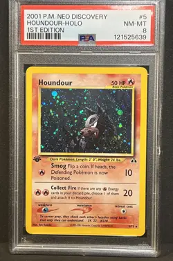 Houndour Holo 1st Edition #5 PSA 8 2001 Pokemon Neo Discovery - Image 4