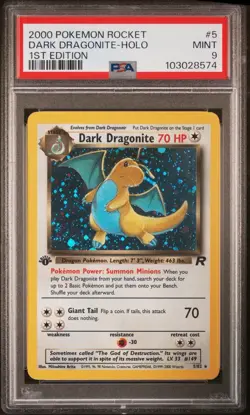 PSA 9 MINT Dark Dragonite 5/82 1st Edition Team Rocket Holo Rare Pokemon Card - Image 1