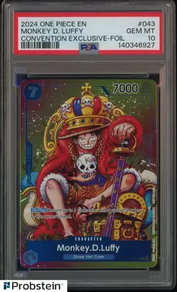 2024 One Piece EN Convention Exclusive Foil #043 Monkey D. Luffy PSA 10 GEM MINT - Image 1