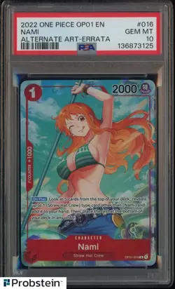 2022 One Piece OP01 EN Alternate Art Errata #016 Nami PSA 10 GEM MINT - Image 1