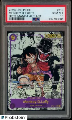2024 One Piece OP09 En Manga Alternate Art #119 Monkey D. Luffy PSA 10 GEM MINT - Image 1