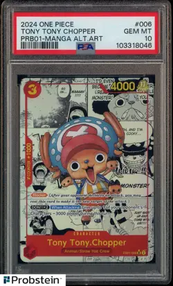 2024 One Piece PRB01 EN Manga Alternate Art #006 Tony Tony Chopper PSA 10 - Image 1