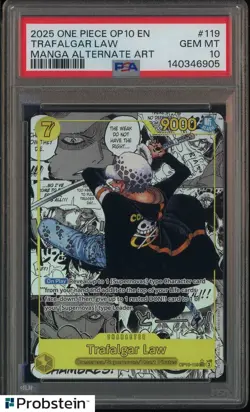 2025 One Piece OP10 EN Manga Alternate Art #119 Trafalgar Law PSA 10 GEM MINT - Image 1