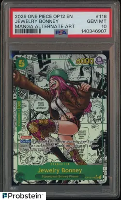 2025 One Piece OP-12 EN Manga Alternate Art #118 Jewelry Bonney PSA 10 GEM MINT - Image 1