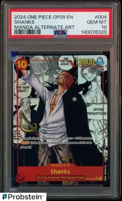 2024 One Piece OP09 EN Manga Alternate Art #004 Shanks PSA 10 GEM MINT - Image 1