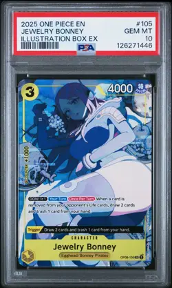 2025 ONE PIECE OP08 105 JEWELRY BONNEY ILLUSTRATION BOX EX PROMO PSA 10 - Image 1