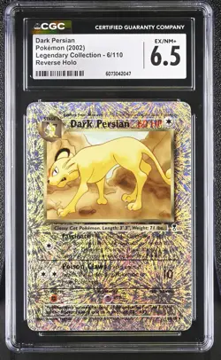 CGC 6.5 Dark Persian 2002 Legendary Collection 6/110 Reverse Holo Pokemon Card - Image 1