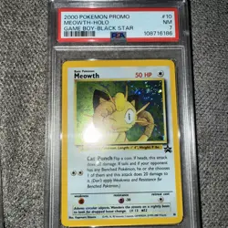 Meowth 10 - WotC Black Star Promo - Gameboy Promotional Card - PSA 7 - Swirl - Image 1