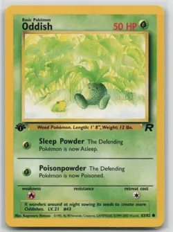 1st Edition Vintage Pokemon Card Oddish Common Team Rocket 63/82 VLP - Image 1