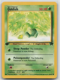 1st Edition Vintage Pokemon Card Oddish Common Team Rocket 63/82 VLP - Image 1