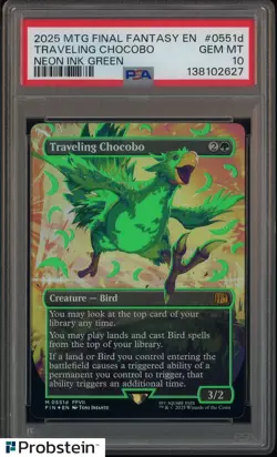 2025 MTG Final Fantasy EN Neon Ink Green 0551d Traveling Chocobo PSA 10 GEM MINT - Image 1