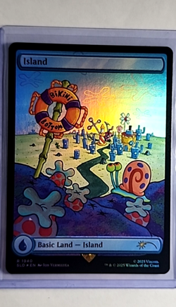 MTG Magic the Gathering SLD Secret Lair Spongebob Borderless Foil #1940 Island - Image 1