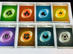 Pokemon 151 TCG SVE HD Cosmo Holo Energy Set Of All 8 W/Swirl (1 w/ 4 swirls!) - Image 1