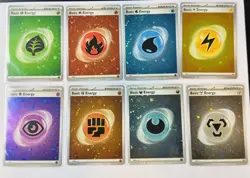 Pokemon 151 TCG SVE HD Cosmo Holo Energy Set Of All 8 W/Swirl (1 w/ 4 swirls!) - Image 5