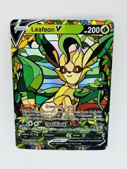Pokemon Leafeon Stain Glass DIY Kawaii Holo Doujin Art Card - Image 1