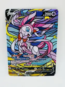 Pokemon Sylveon Stain Glass DIY Kawaii Holo Doujin Art Card - Image 1