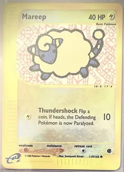 Pokemon Mareep TCG Expedition Reverse Holo Card 119/165 Common - Image 1