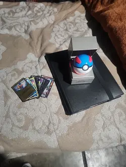 Pokemon Trading Cards, Card Binder And 450+ Cards And Poke Ball Replica - Image 1