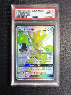 Pokemon Sun & Moon Hidden Fates Shiny Scizor GX SV72 PSA 10 GEM MINT - Image 1