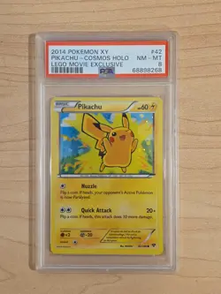 Pikachu 42/146 Cosmos Holo Lego Movie Exclusive 2014 Pokemon XY PSA 8 - Image 1