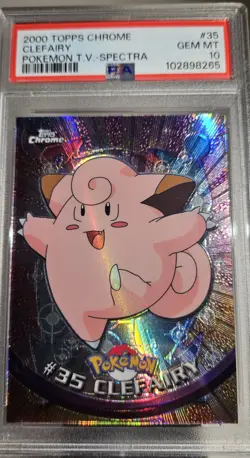 2000 Topps Chrome Pokemon TV Animation Edition 1 - SPECTRA #35 CLEFAIRY PSA 10 - Image 3