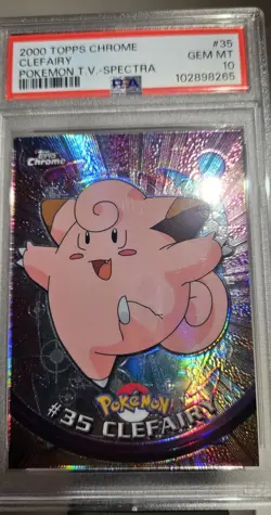 2000 Topps Chrome Pokemon TV Animation Edition 1 - SPECTRA #35 CLEFAIRY PSA 10 - Image 4