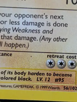 LP- 1st Edition Onix 056/102 Pokemon Base Set (Shadowless) - Image 4