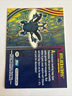2001 Topps Pokemon Johto Series 1 #214 Heracross (Blue Logo) NM - Image 2