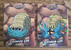 2025 POKEMON STAINED GLASS Crystal #138/139 Omanyte Lot Of 2 Kanto Peru Foil - Image 1