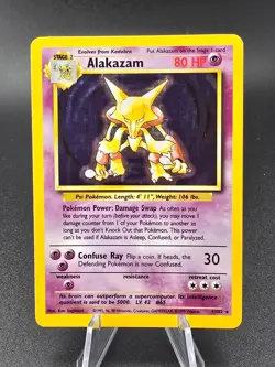 Alakazam 1/102 Base Set Holo Rare Unlimited Pokemon TCG Card LP/MP Condition - Image 1